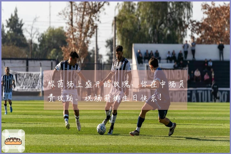 绿茵场上盛开的玫瑰，你在中场负责攻防。祝杨莉娜生日快乐！